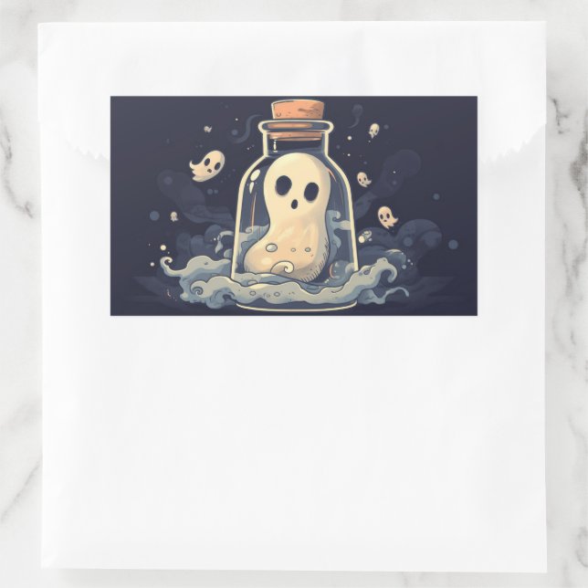 Pegatina Rectangular Fantasma en una botella  (Bolso)