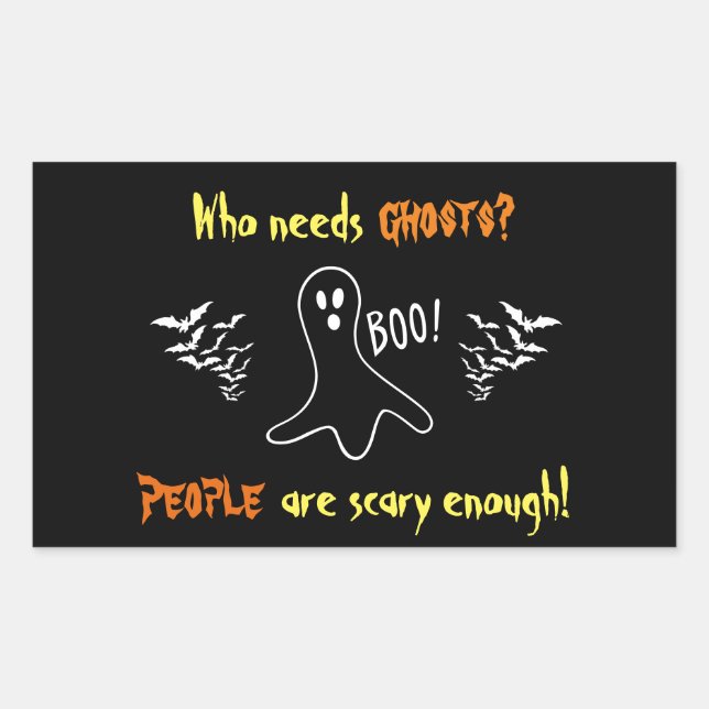 Pegatina Rectangular Fantasma vs. personas (Anverso)