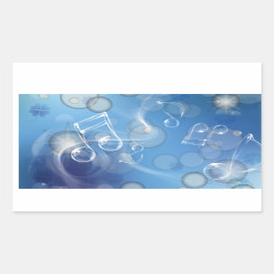 Pegatina Rectangular Fantasy Glass Music Notes