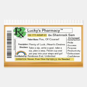 Pegatina Rectangular Farmacia afortunada divertida de RX
