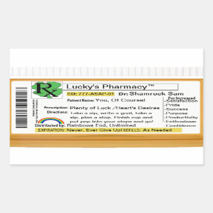 Pegatina Rectangular Farmacia afortunada divertida de RX