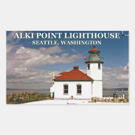 Pegatina Rectangular Faro Alki Point, Seattle Washington