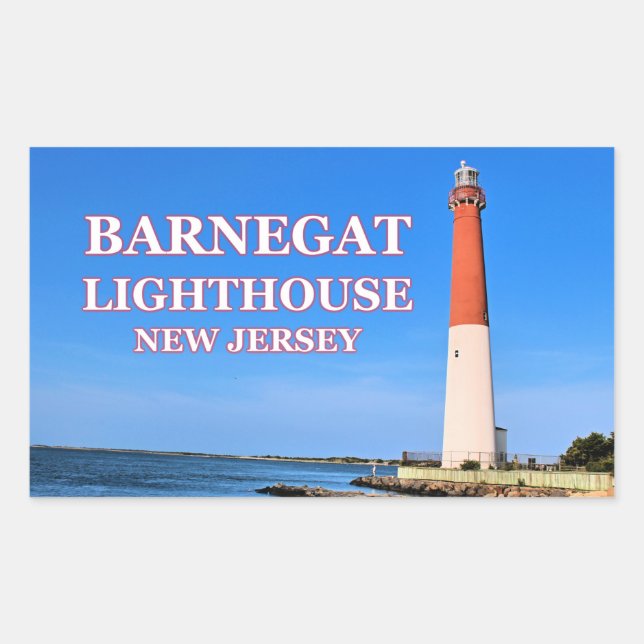 Pegatina Rectangular Faro Barnegat, Pegatinas de Nueva Jersey (Anverso)