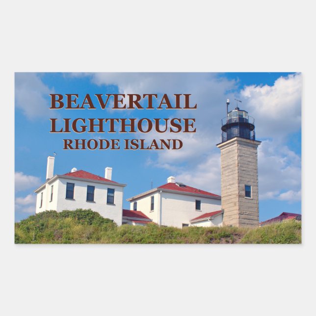 Pegatina Rectangular Faro Beavertail, Pegatinas de Rhode Island (Anverso)