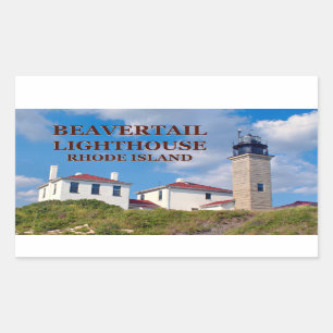 Pegatina Rectangular Faro Beavertail, Pegatinas de Rhode Island