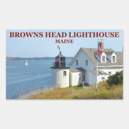 Pegatina Rectangular Faro Browns Head, Pegatinas Maine