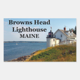 Pegatina Rectangular Faro Browns Head, Pegatinas Maine