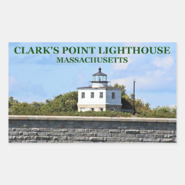 Pegatina Rectangular Faro Clark Point, Pegatinas de Massachusetts