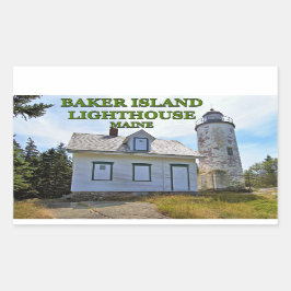 Pegatina Rectangular Faro de Baker Island, Maine