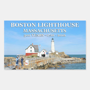 Pegatina Rectangular Faro de Boston, Massachusetts