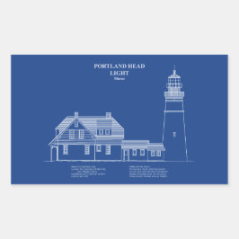 Pegatina Rectangular Faro de cabeza de Portland - Maine - AD