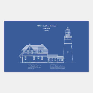 Pegatina Rectangular Faro de cabeza de Portland - Maine - AD