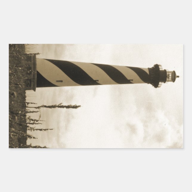 Pegatina Rectangular Faro de Cape Hatteras (Anverso)