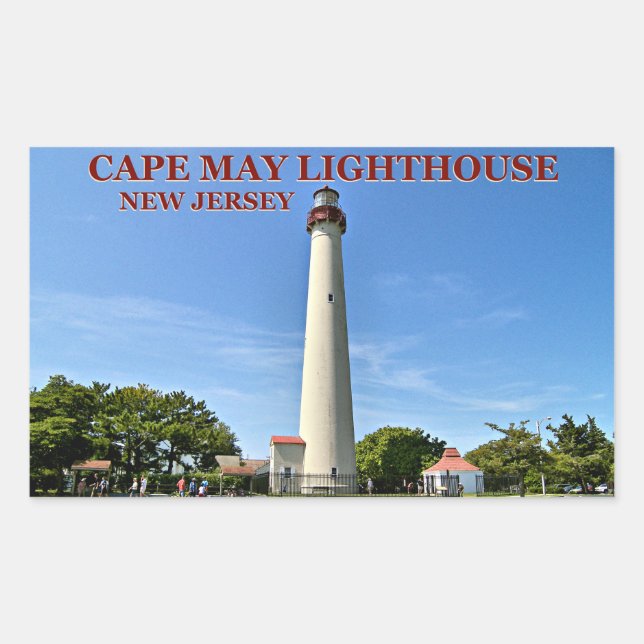 Pegatina Rectangular Faro de Cape May, Pegatinas de Nueva Jersey (Anverso)