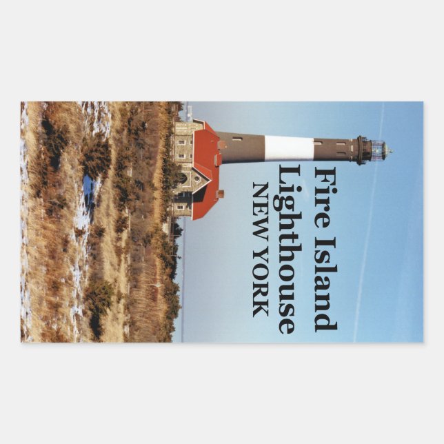 Pegatina Rectangular Faro de Fire Island, Pegatinas de Nueva York (Anverso)