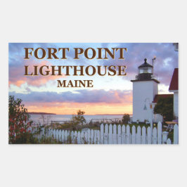 Pegatina Rectangular Faro de Fort Point, Maine