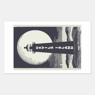 Pegatina Rectangular Faro de la isla de Devils Wisconsin Moon
