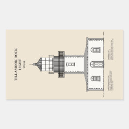 Pegatina Rectangular Faro de la Roca Tillamook - Oregon - SBD