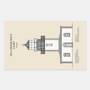 Pegatina Rectangular Faro de la Roca Tillamook - Oregon - SBD