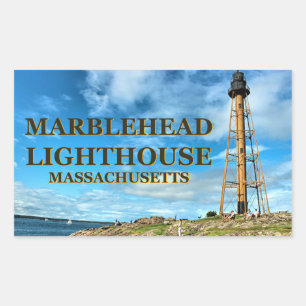Pegatina Rectangular Faro de Marblehead, Pegatinas de Massachusetts