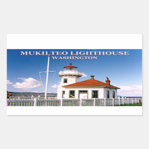 Pegatina Rectangular Faro de Mukilteo, Pegatinas de Washington