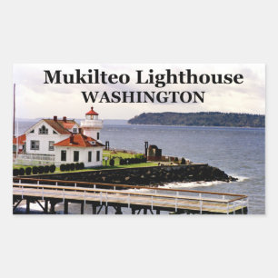 Pegatina Rectangular Faro de Mukilteo, Pegatinas de Washington #1