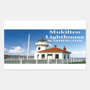 Pegatina Rectangular Faro de Mukilteo, Pegatinas de Washington #2