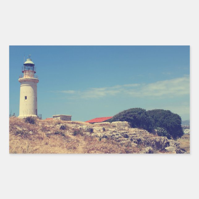 Pegatina Rectangular Faro de Paphos (Anverso)