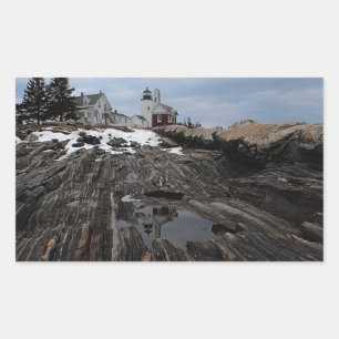 Pegatina Rectangular Faro de Pemaquid Point