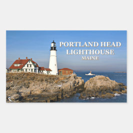 Pegatina Rectangular Faro de Portland Head, Maine