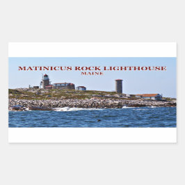 Pegatina Rectangular Faro de Roca Matinicus, Maine