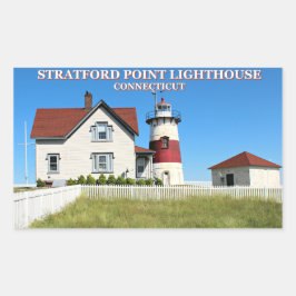Pegatina Rectangular Faro de Stratford Point, Connecticut