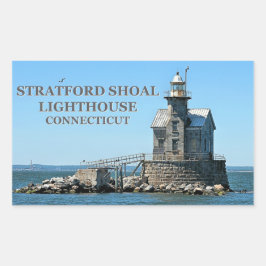 Pegatina Rectangular Faro de Stratford Shoal, Connecticut