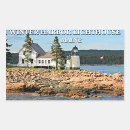 Pegatina Rectangular Faro de Winter Harbour, Maine