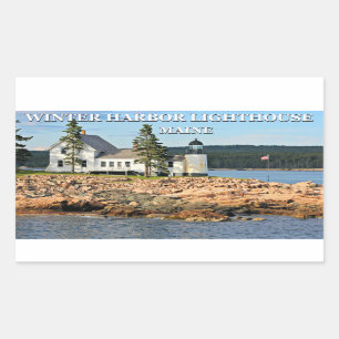 Pegatina Rectangular Faro de Winter Harbour, Maine