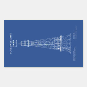 Pegatina Rectangular Faro del paso suroeste - Louisiana - AD