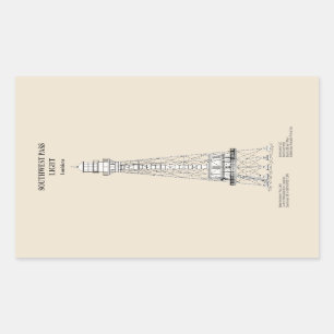 Pegatina Rectangular Faro del paso suroeste - Luisiana - SBD