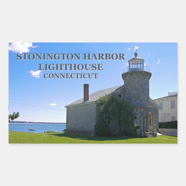 Pegatina Rectangular Faro del puerto de Stonington, Pegatinas de Connec (Anverso)