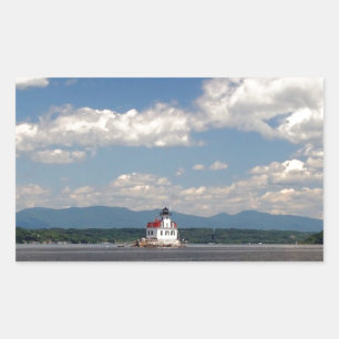 Pegatina Rectangular Faro del río Hudson