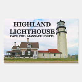Pegatina Rectangular Faro Highland, Cape Cod, Massachusetts