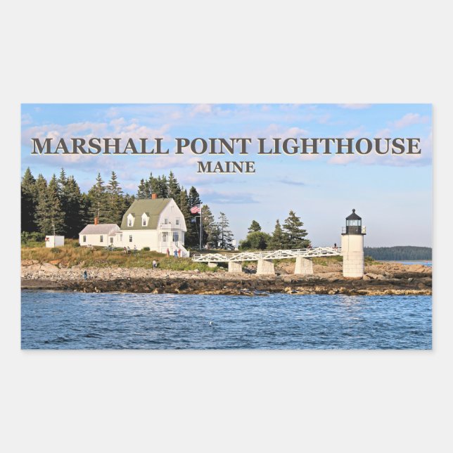 Pegatina Rectangular Faro Marshall Point, Pegatinas de Maine (Anverso)
