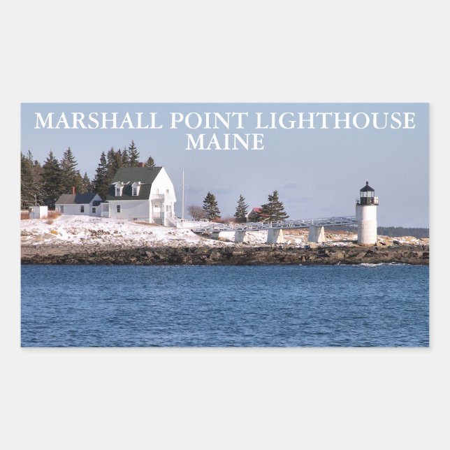 Pegatina Rectangular Faro Marshall Point, Port Clyde Maine (Anverso)