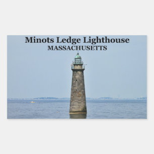 Pegatina Rectangular Faro Minots Ledge, Pegatinas de Massachusetts