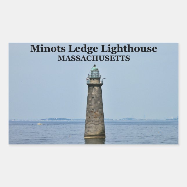 Pegatina Rectangular Faro Minots Ledge, Pegatinas de Massachusetts (Anverso)