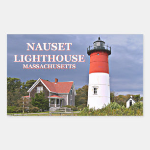 Pegatina Rectangular Faro Nauset, Pegatinas de Cape Cod Massachusetts