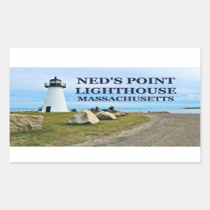 Pegatina Rectangular Faro Ned's Point, Pegatinas de Massachusetts