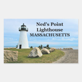 Pegatina Rectangular Faro Ned's Point, Pegatinas de Massachusetts