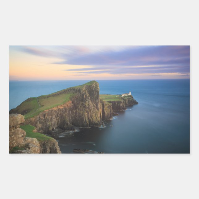 Pegatina Rectangular Faro Neist Point en Skye al atardecer (Anverso)