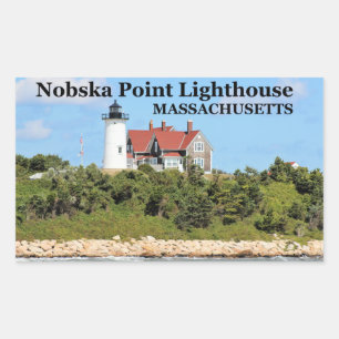 Pegatina Rectangular Faro Nobska Point, Pegatinas de Massachusetts