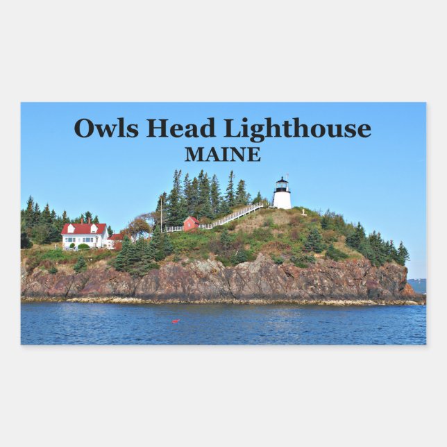 Pegatina Rectangular Faro Owls Head, Pegatinas Maine (Anverso)